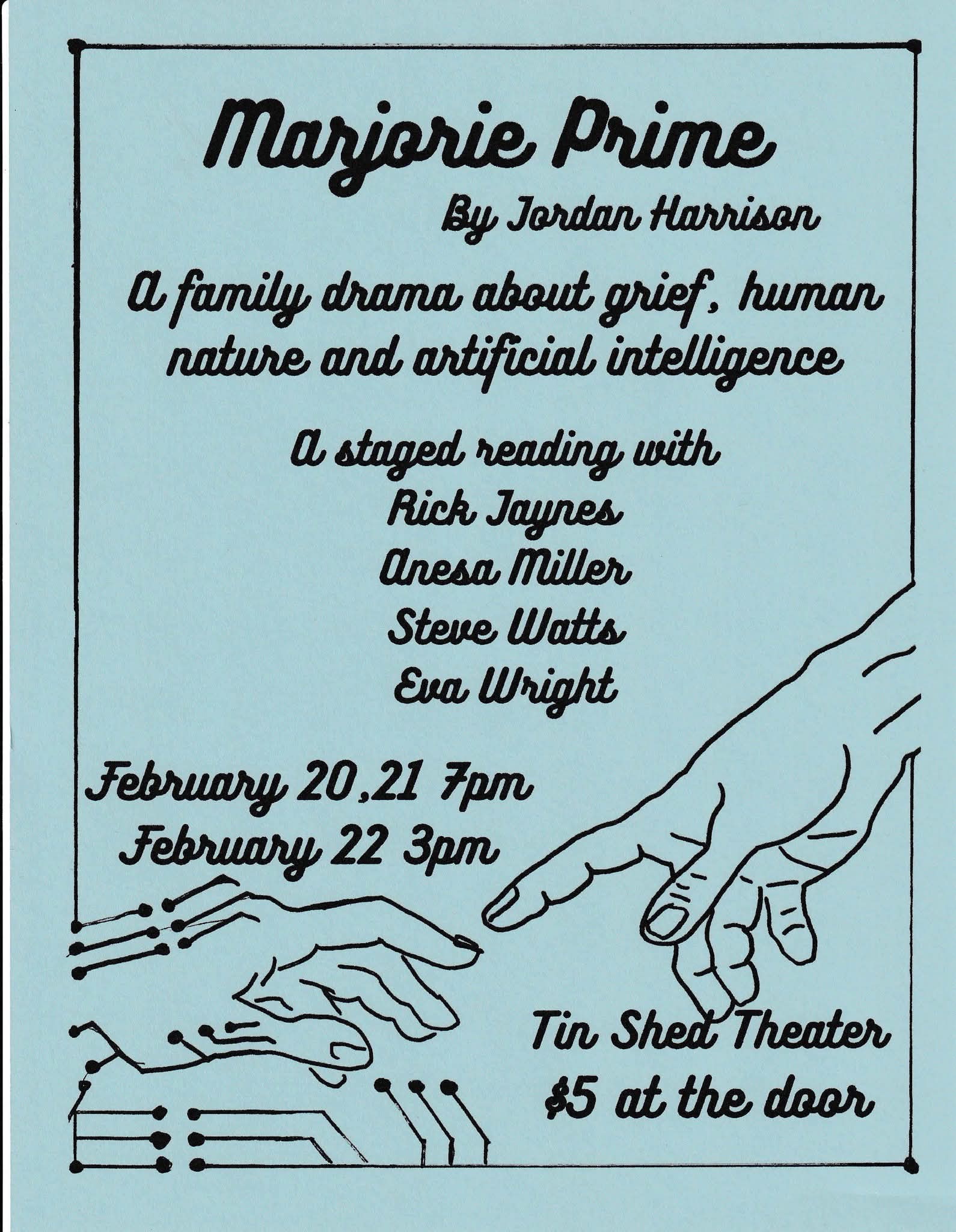 [Press release] Staged Reading of AI Family Drama ‘Marjorie Prime’ Coming to Tin Shed
